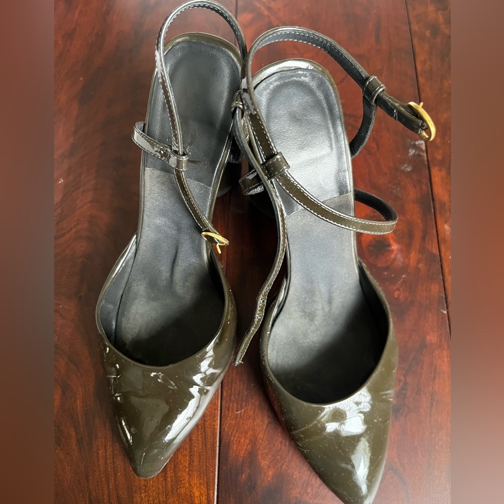 YSL Ankle Strap Patent Leather Heels, size 39